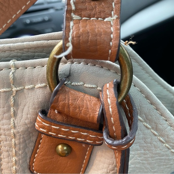 BOC Purse Born Concepts Brimfield Shopper Tote Faux Leather Bag Cream Brown - Picture 8 of 10